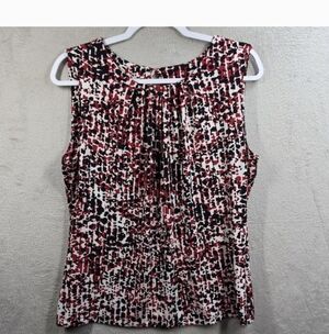 Calvin Klein Stylish Women's Red and Black Patterned Top